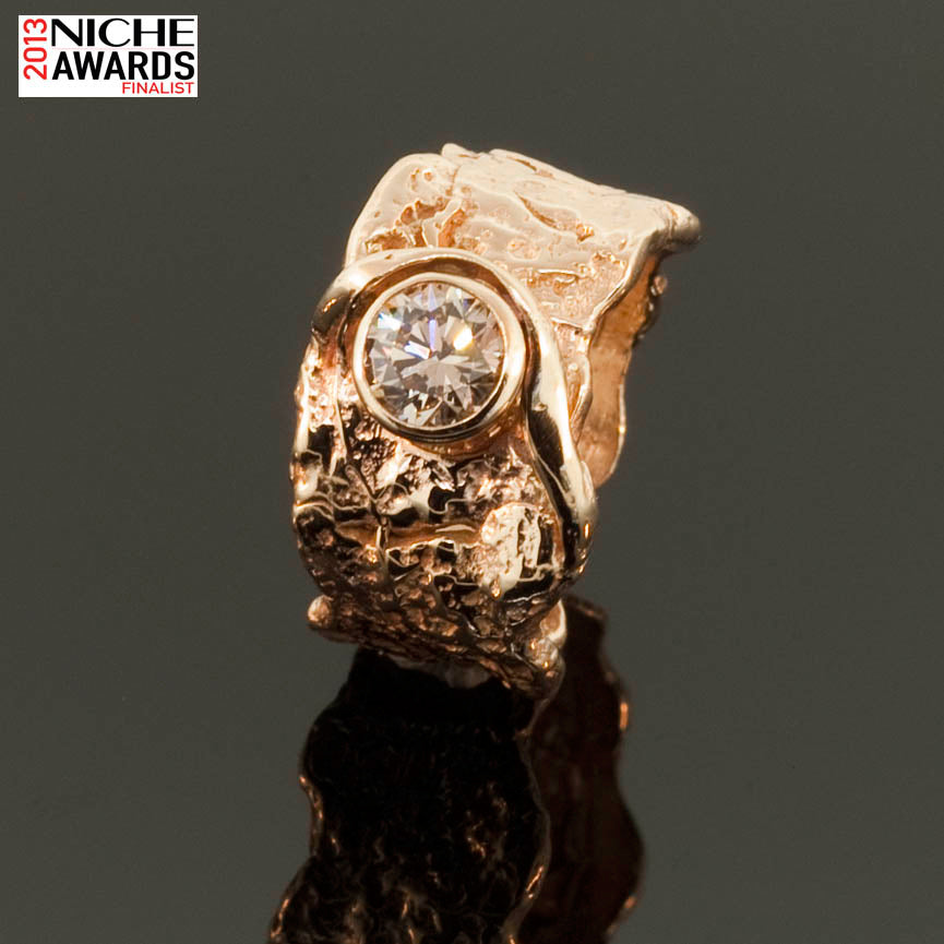 18K Gold Oak Bark Ring