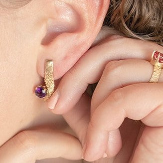 14K Gold Sugar Earrings with Amethyst