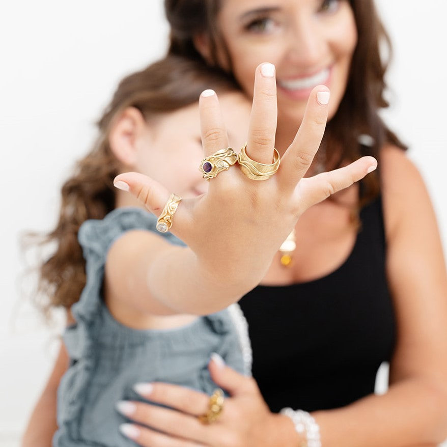 14K Gold & Diamond Natural Textures "Our Story" Ring