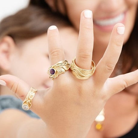 14K Gold Natural Textures Fingerprint Ring