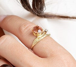 18K Gold Natural Textures Tourmaline Ring