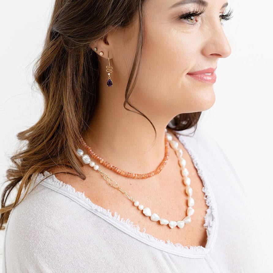 14K Freestyle clasp on unique Nugget Pearls