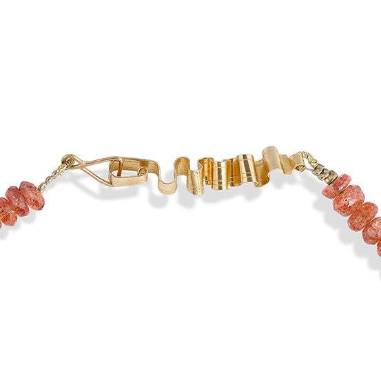 Sunstone Necklace with 14K Ribbon Clasp