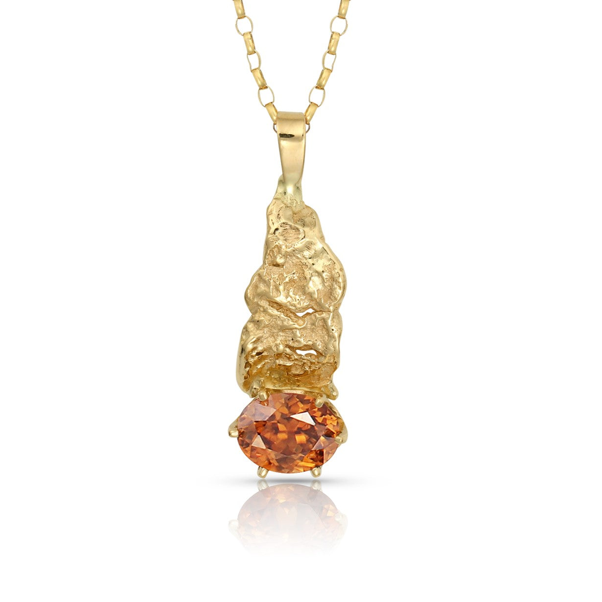 14K Gold & Zircon Natural Textures Pendant