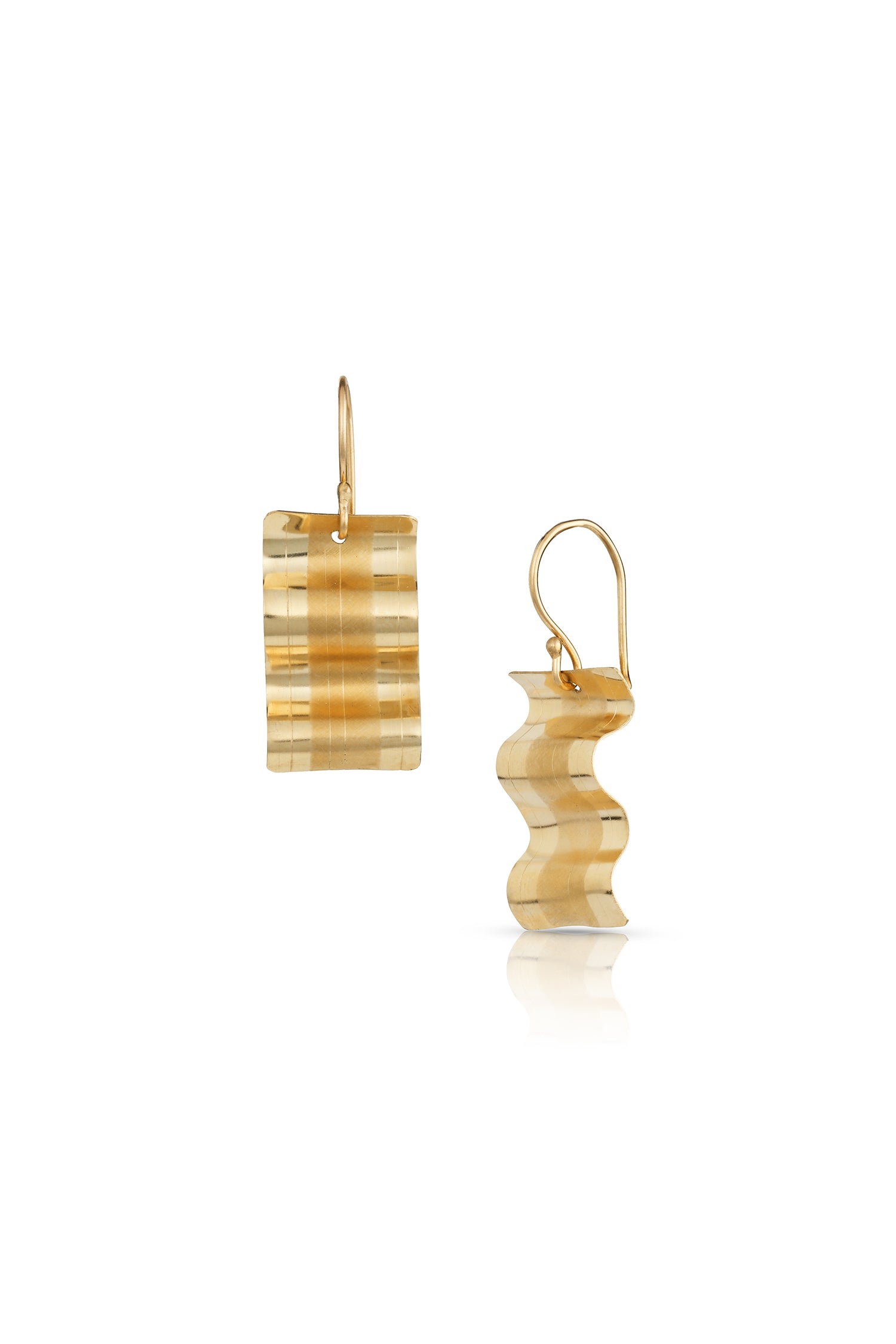 14K Gold ribbon candy earrings