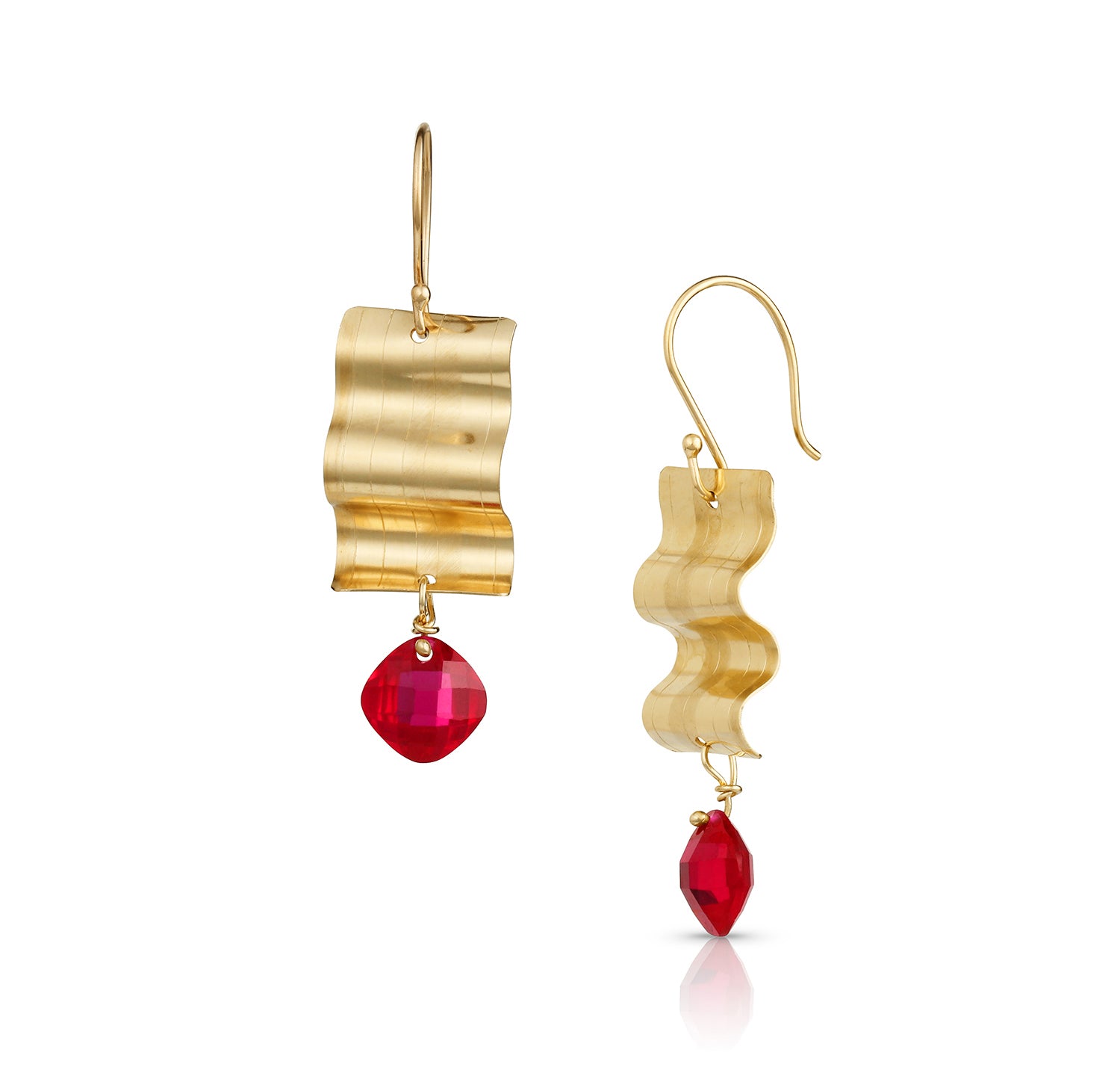 14K Gold ribbon candy earrings