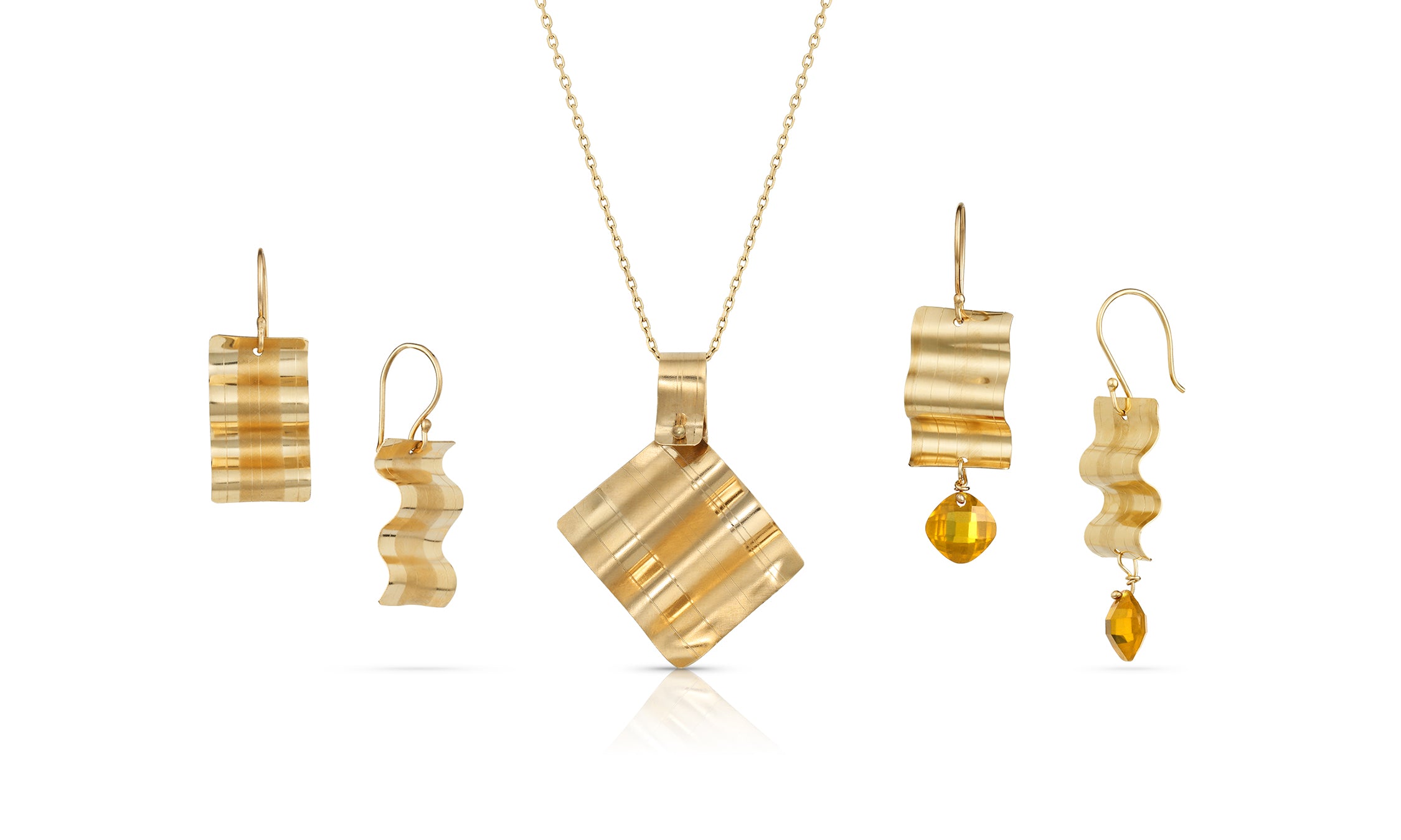 14K Gold ribbon candy earrings