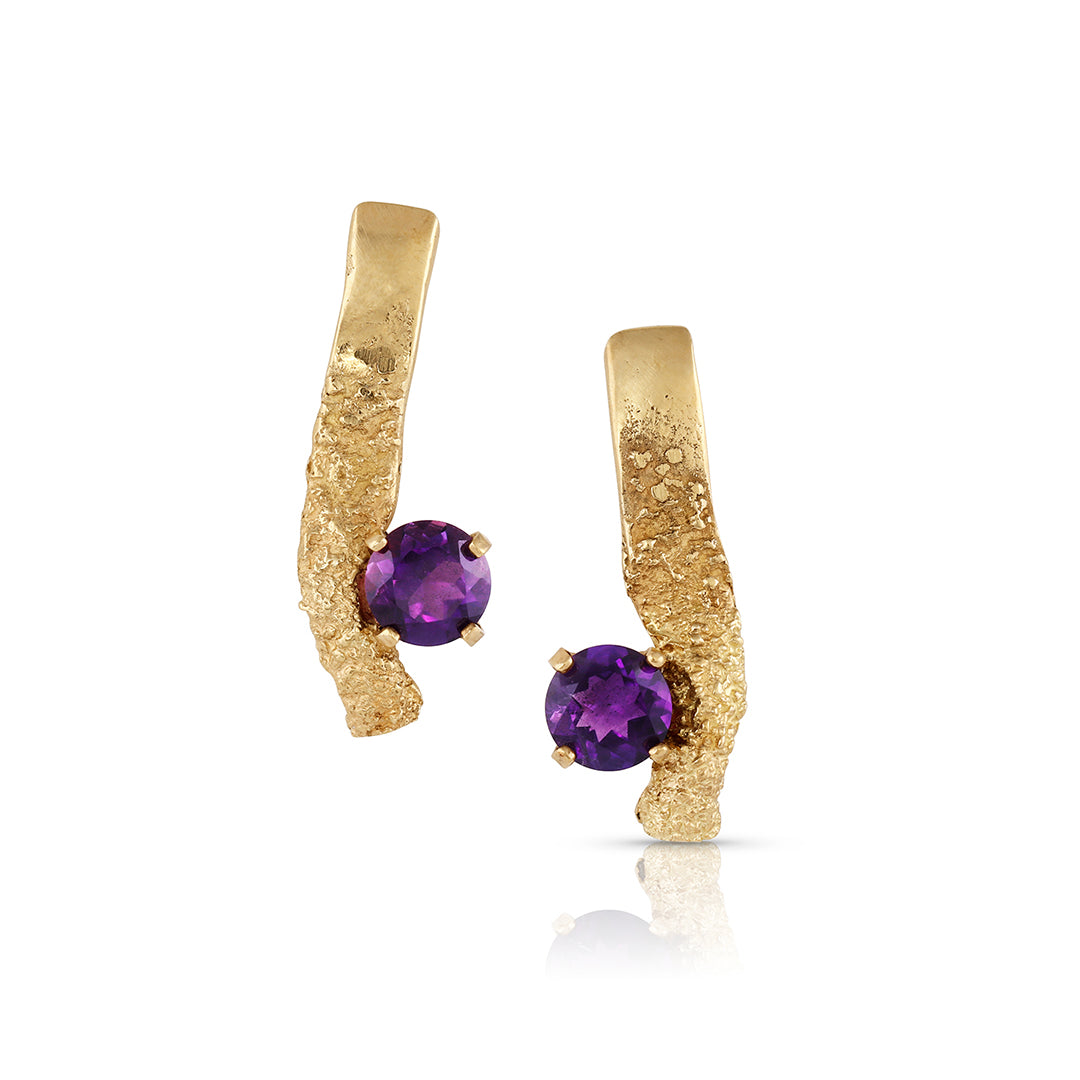 14K Gold Sugar Earrings with Amethyst