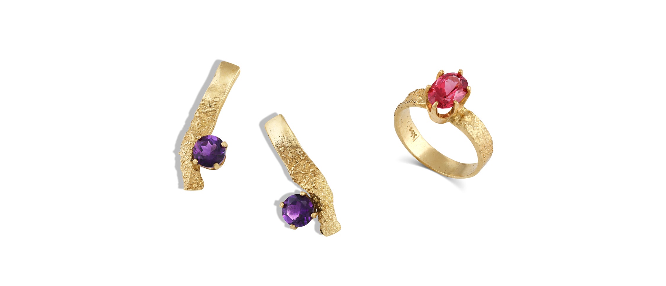 14K Gold Sugar Earrings with Amethyst