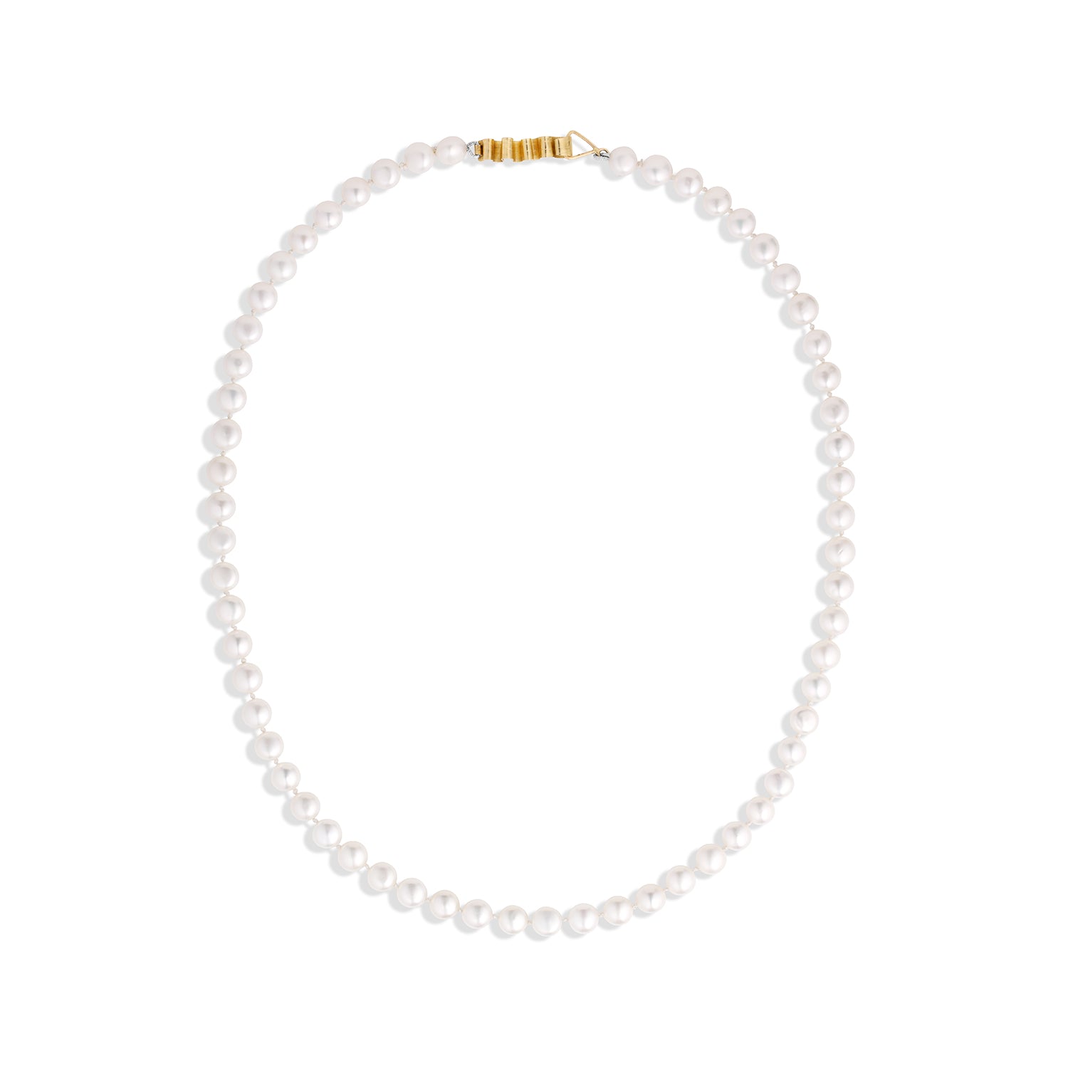 Strand of Puff Pearls with 14K Ribbon Clasp