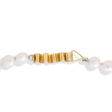Strand of Puff Pearls with 14K Ribbon Clasp
