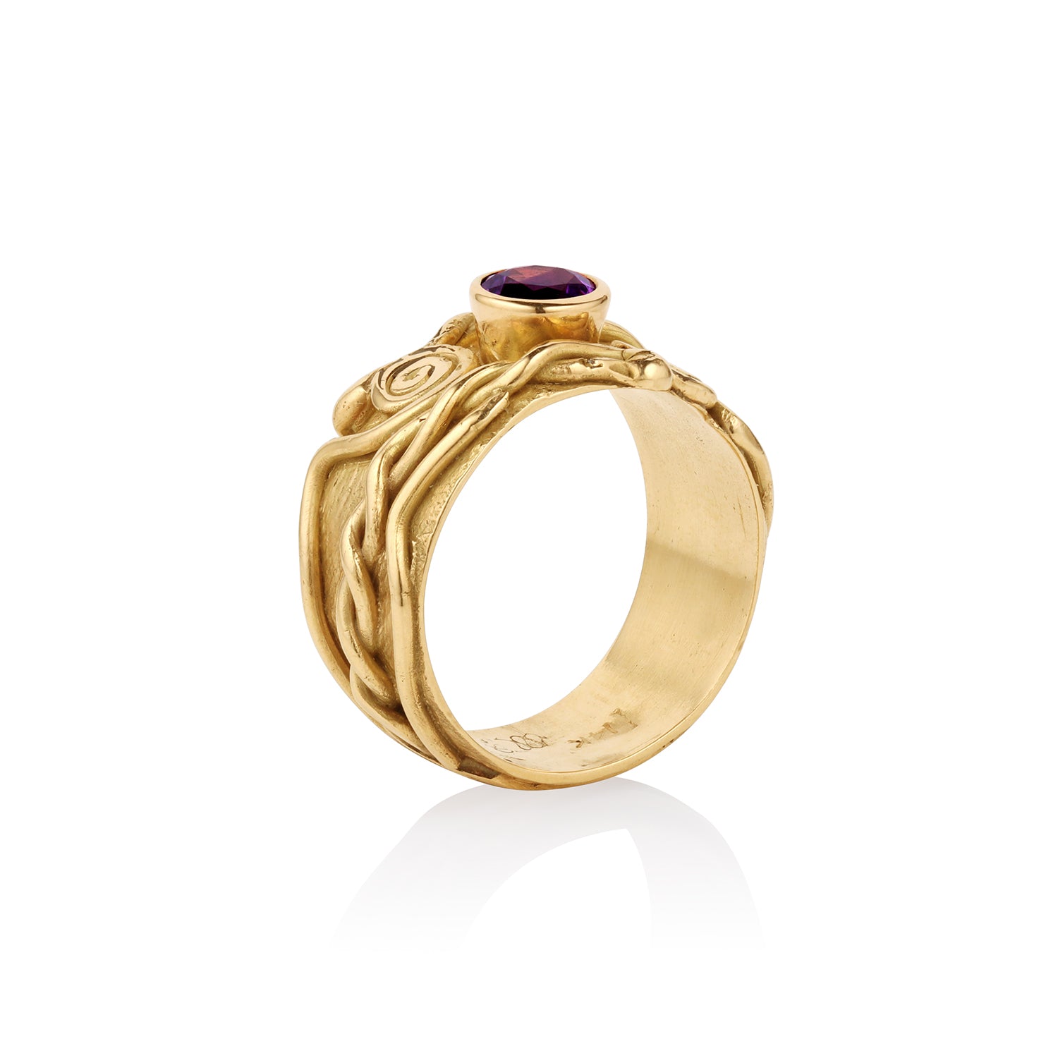 14K Gold Freestyle Amethyst Ring