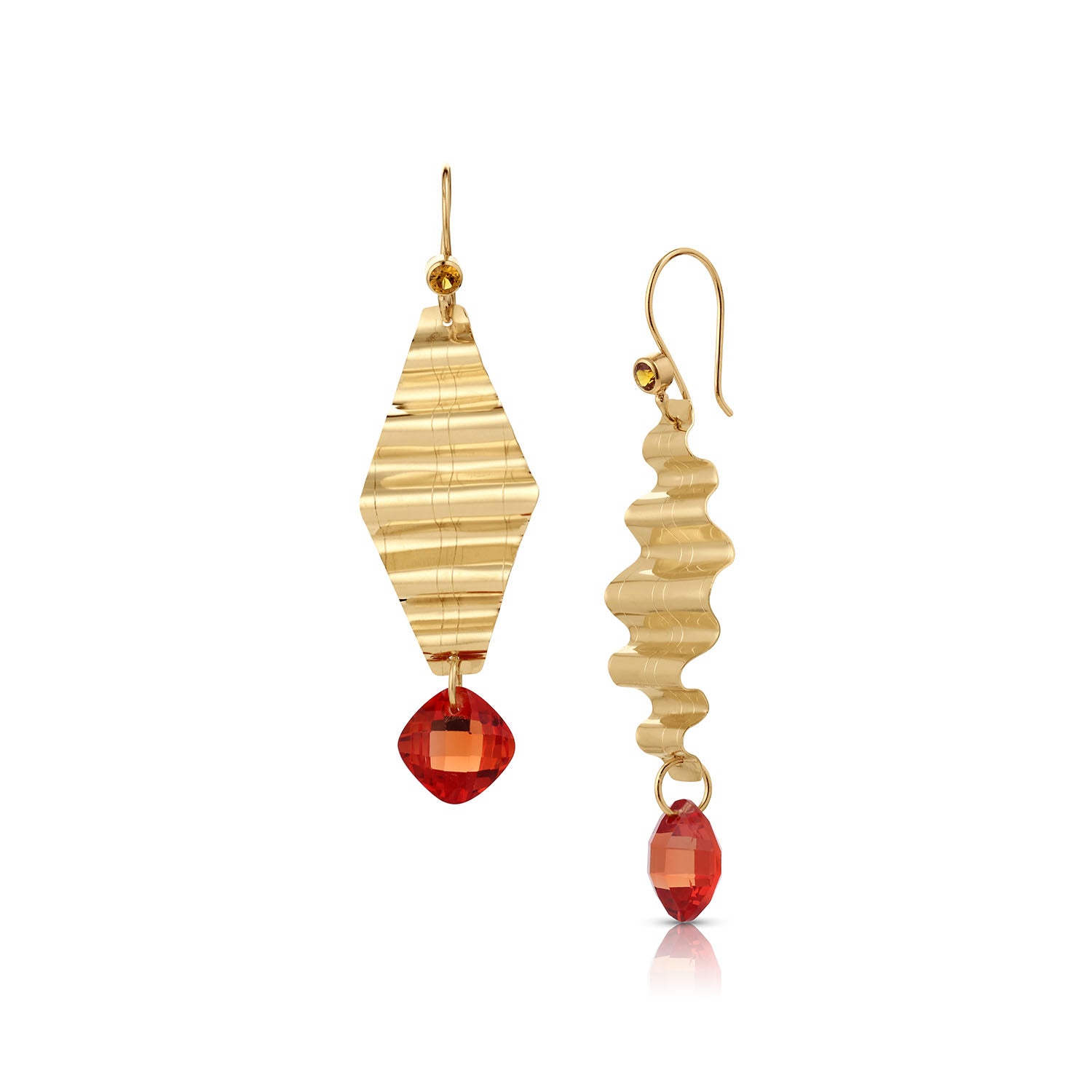Vivid Color Statement Diamond Ribbon Candy Earrings 14K Gold