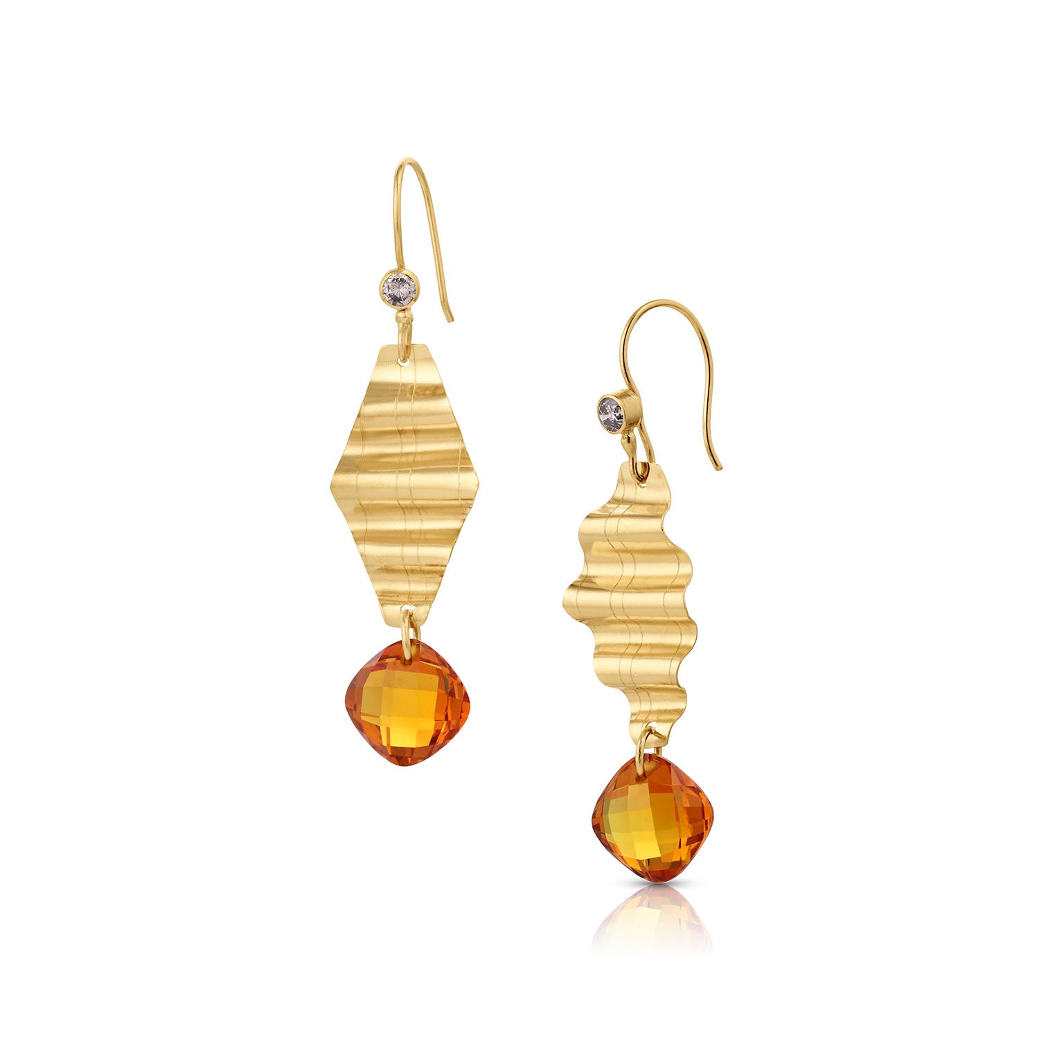 Diamond Ribbon Candy Earrings 14K Gold - Medium
