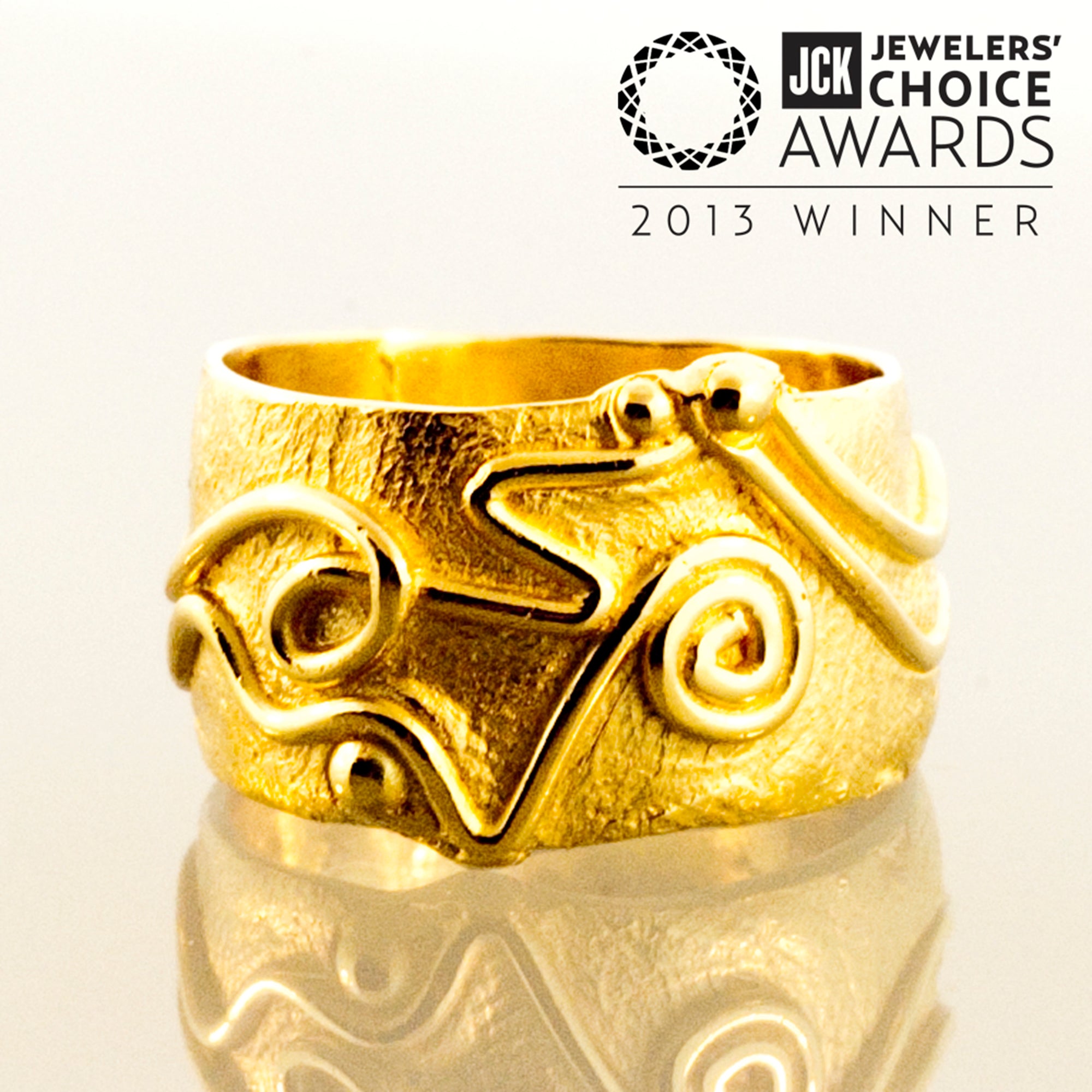 18K Gold Natural Textures Fingerprint Ring