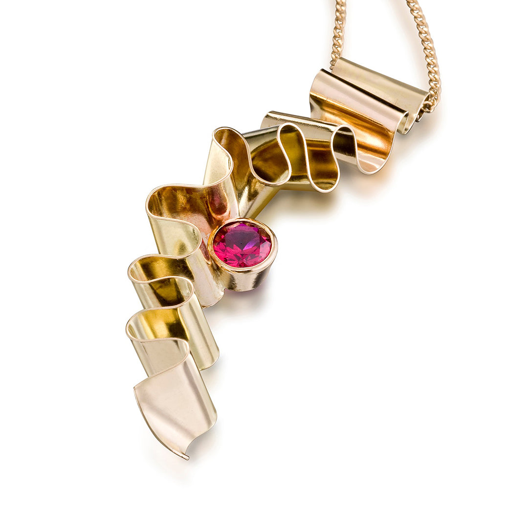 14K Ruby Ribbon Pendant