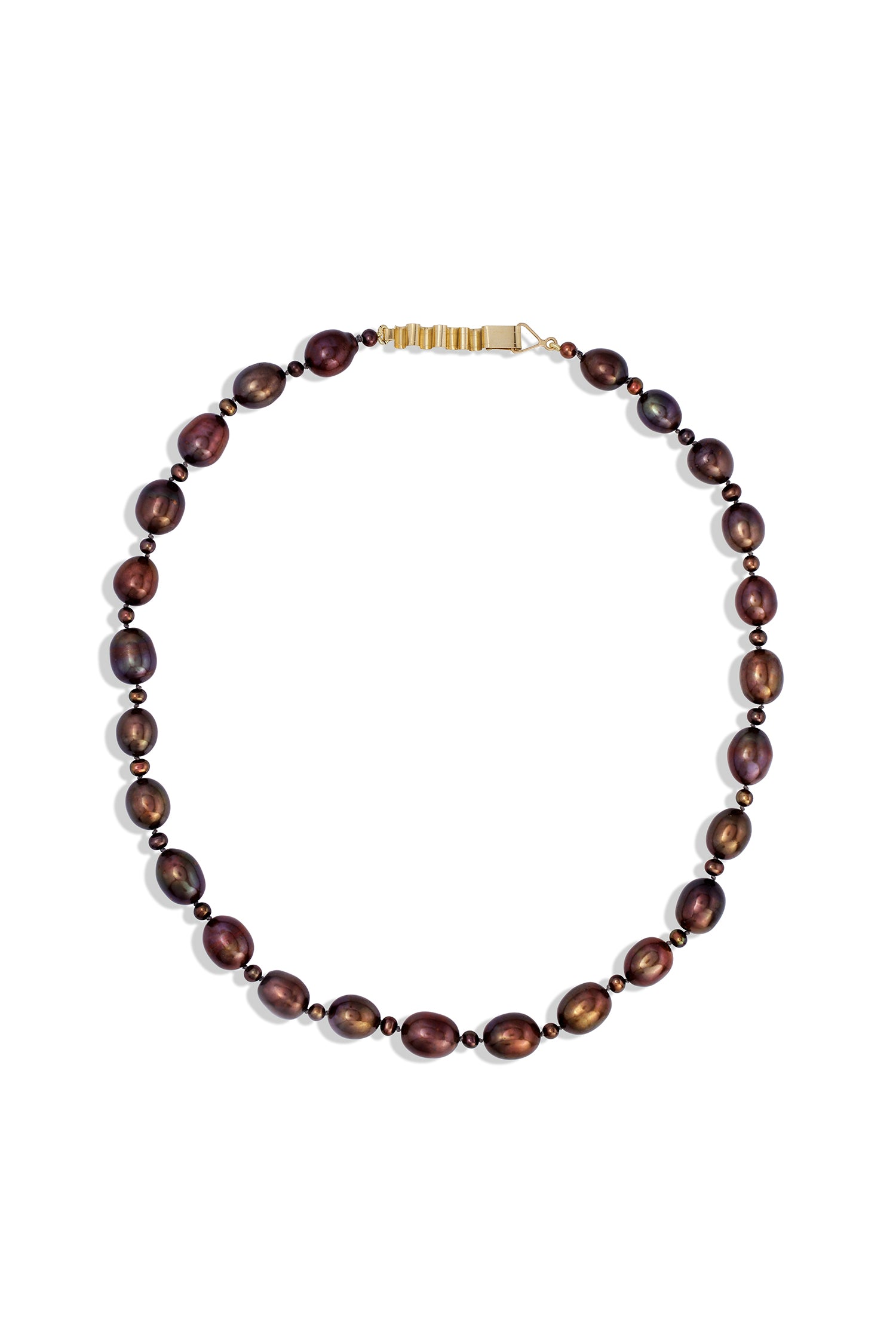 Chocolate Pearls with Handmade 14K Gold Clasp