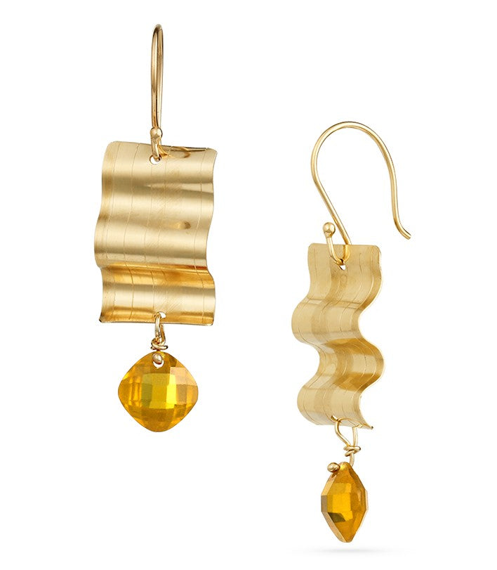 14K Gold Ribbon Earrings with Ruby or Sapphire