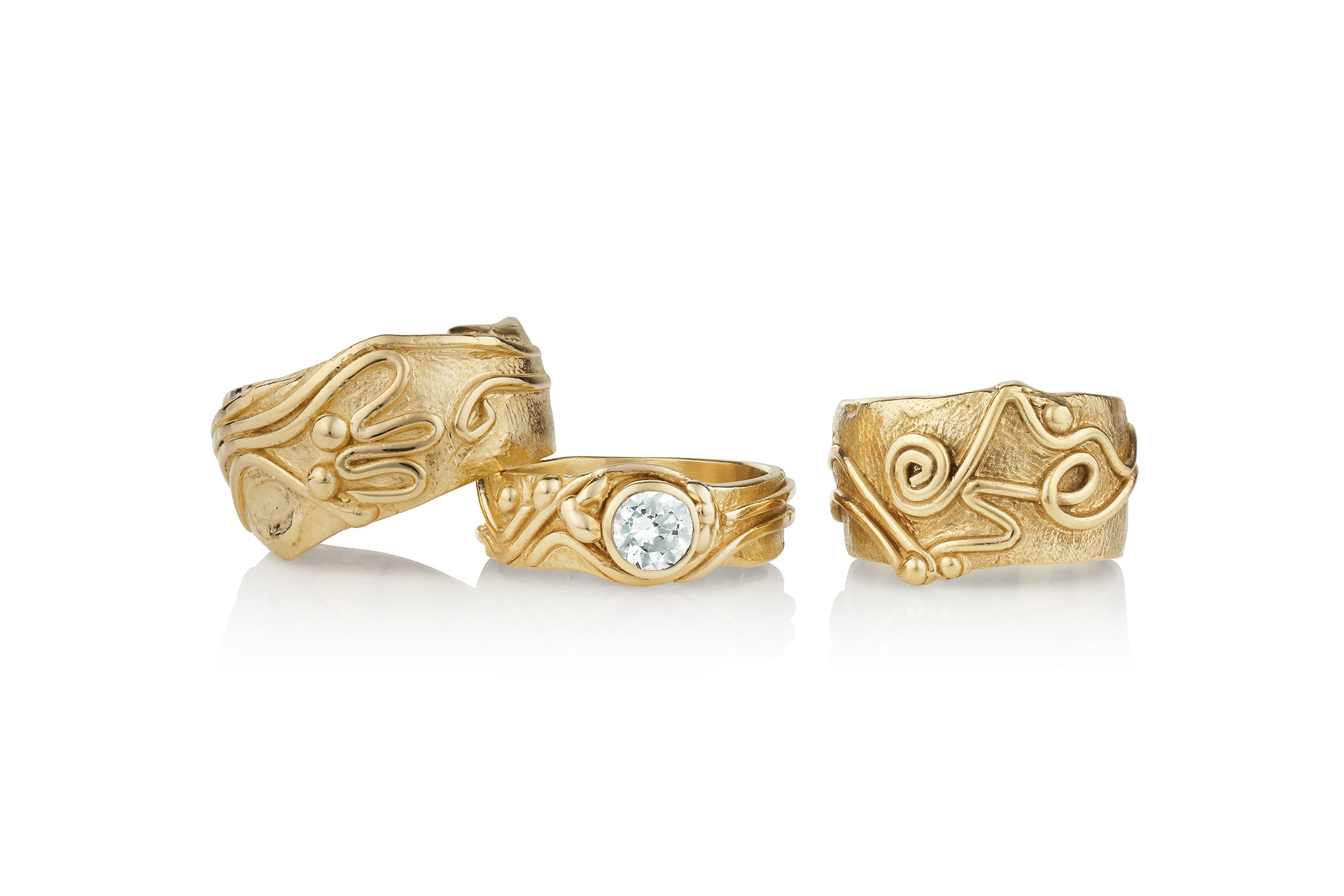 14K Gold & Diamond Natural Textures "Our Story" Ring