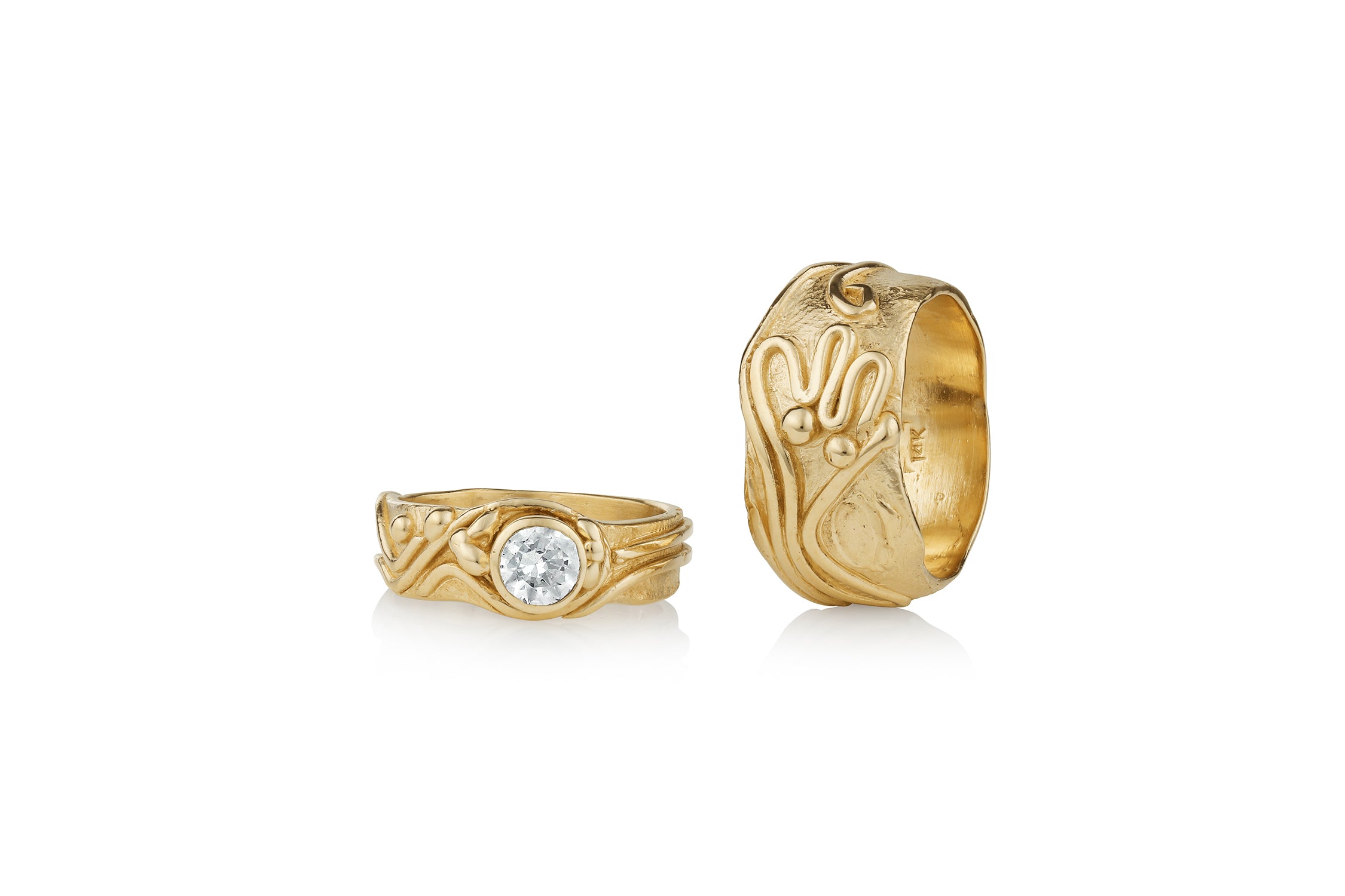 14K Gold & Diamond Natural Textures "Our Story" Ring
