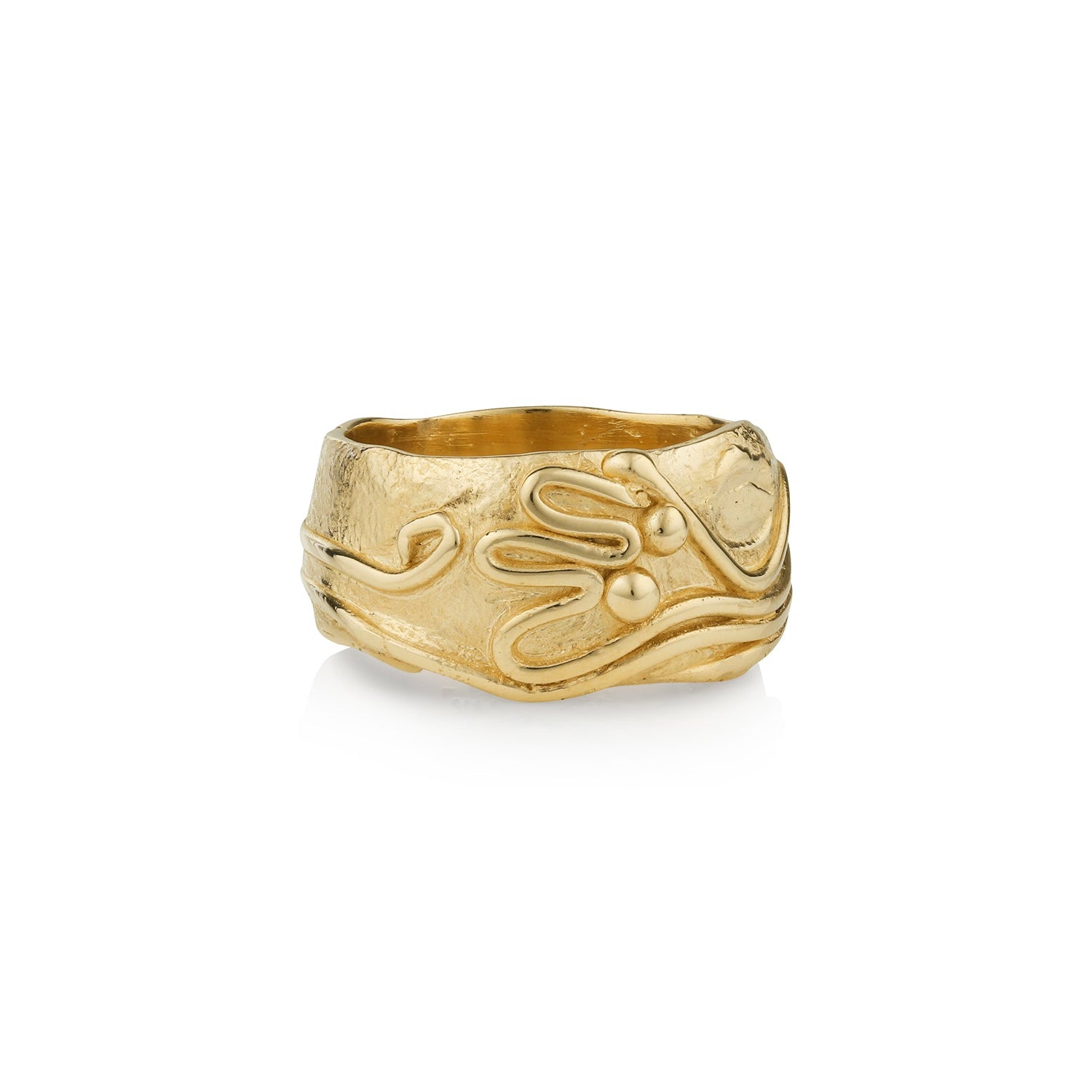 14K Gold Natural Textures Fingerprint Ring