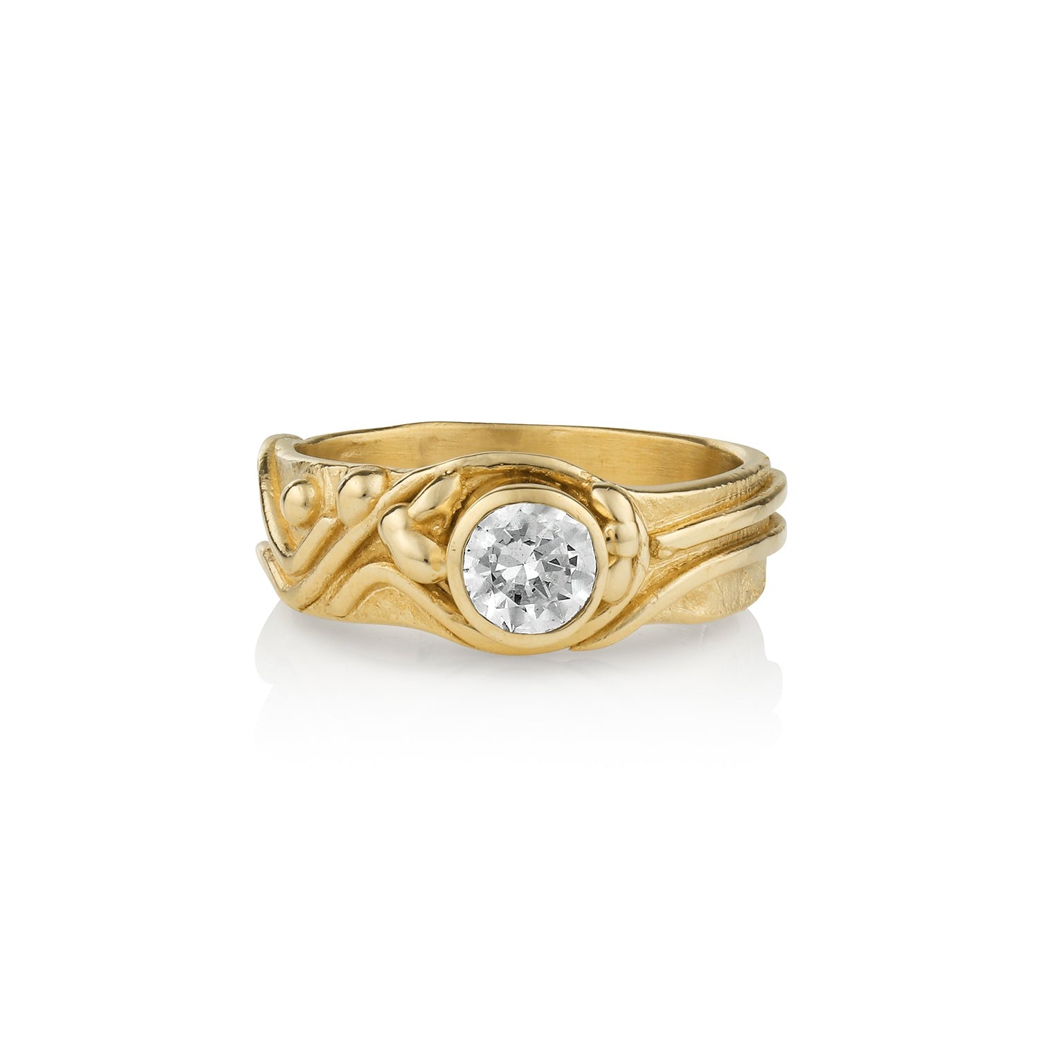 14K Gold & Diamond Natural Textures "Our Story" Ring