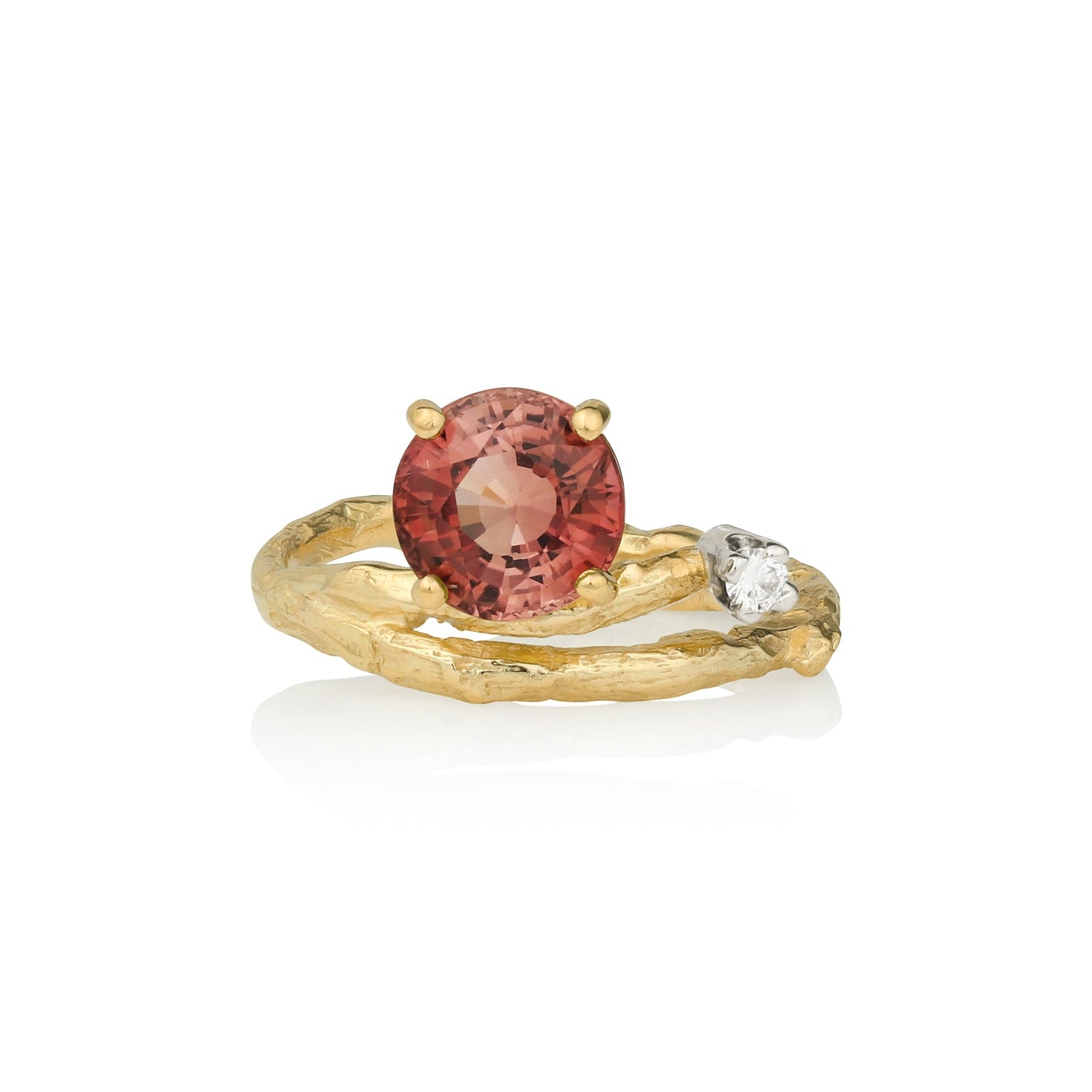 18K Gold Natural Textures Tourmaline Ring