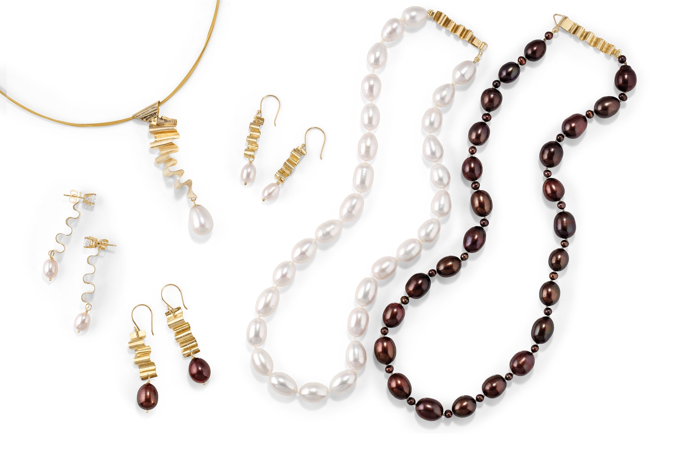 Chocolate Pearls with Handmade 14K Gold Clasp
