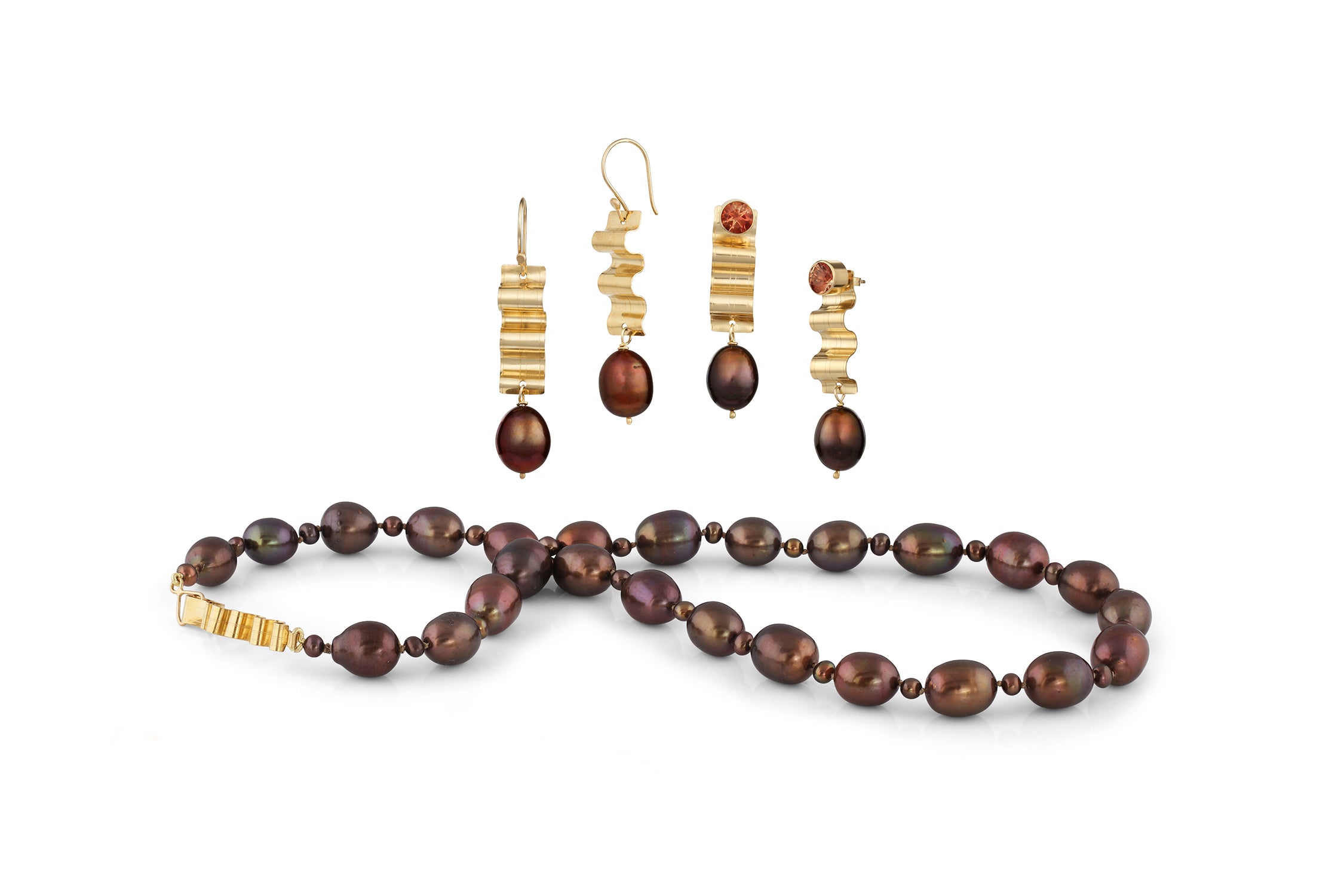Chocolate Pearls with Handmade 14K Gold Clasp