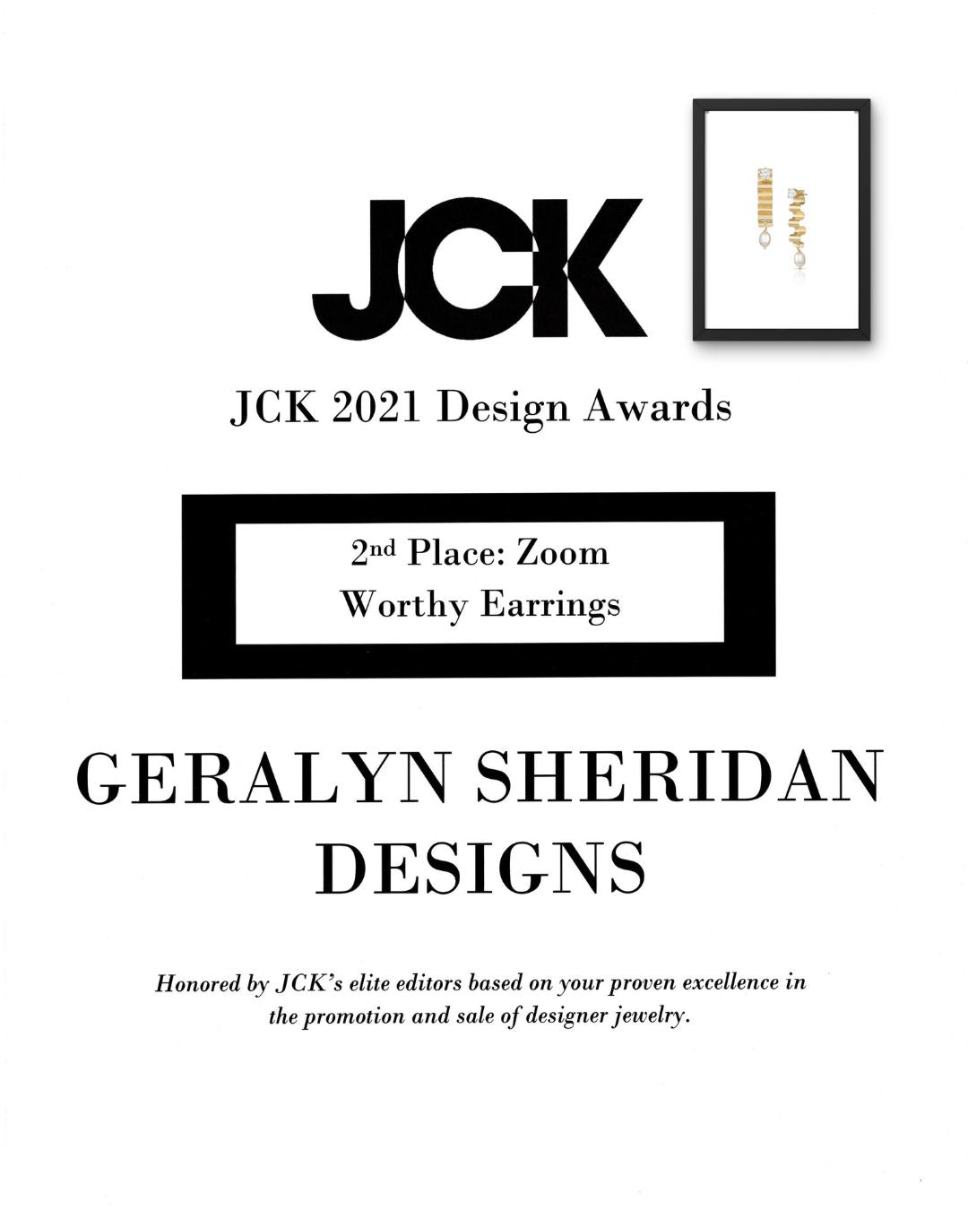 Zoom Worthy Earrings 2021 JCK Show Design Awards | Geralyn Sheridan Designs