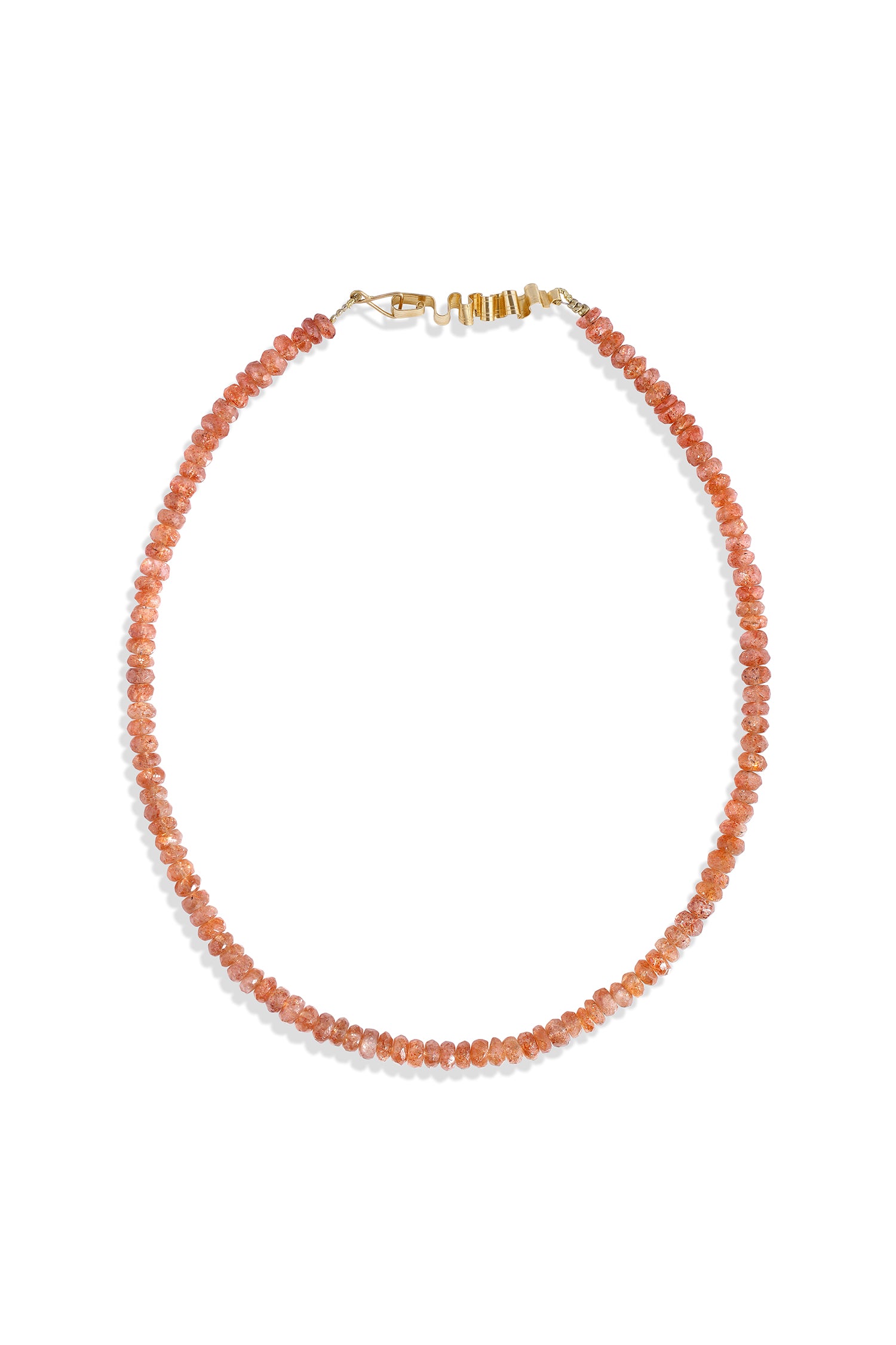 Sunstone Necklace with 14K Ribbon Clasp