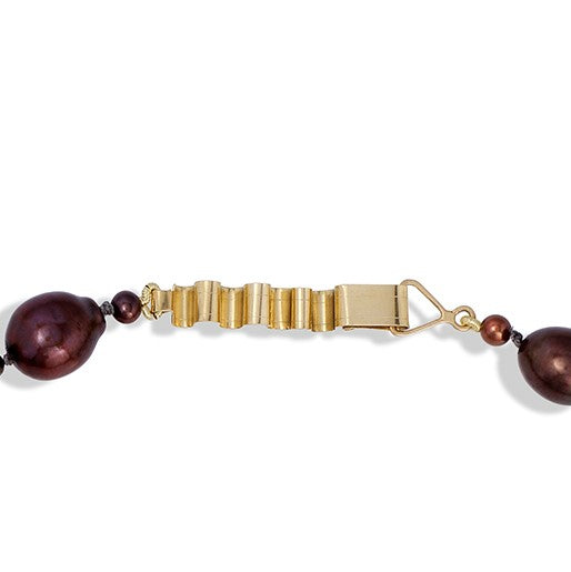 Chocolate Pearls with Handmade 14K Gold Clasp