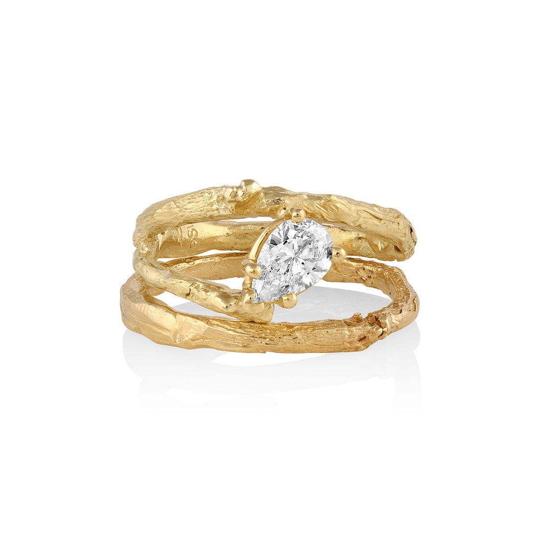 18K Gold Natural Textures Tourmaline Ring1