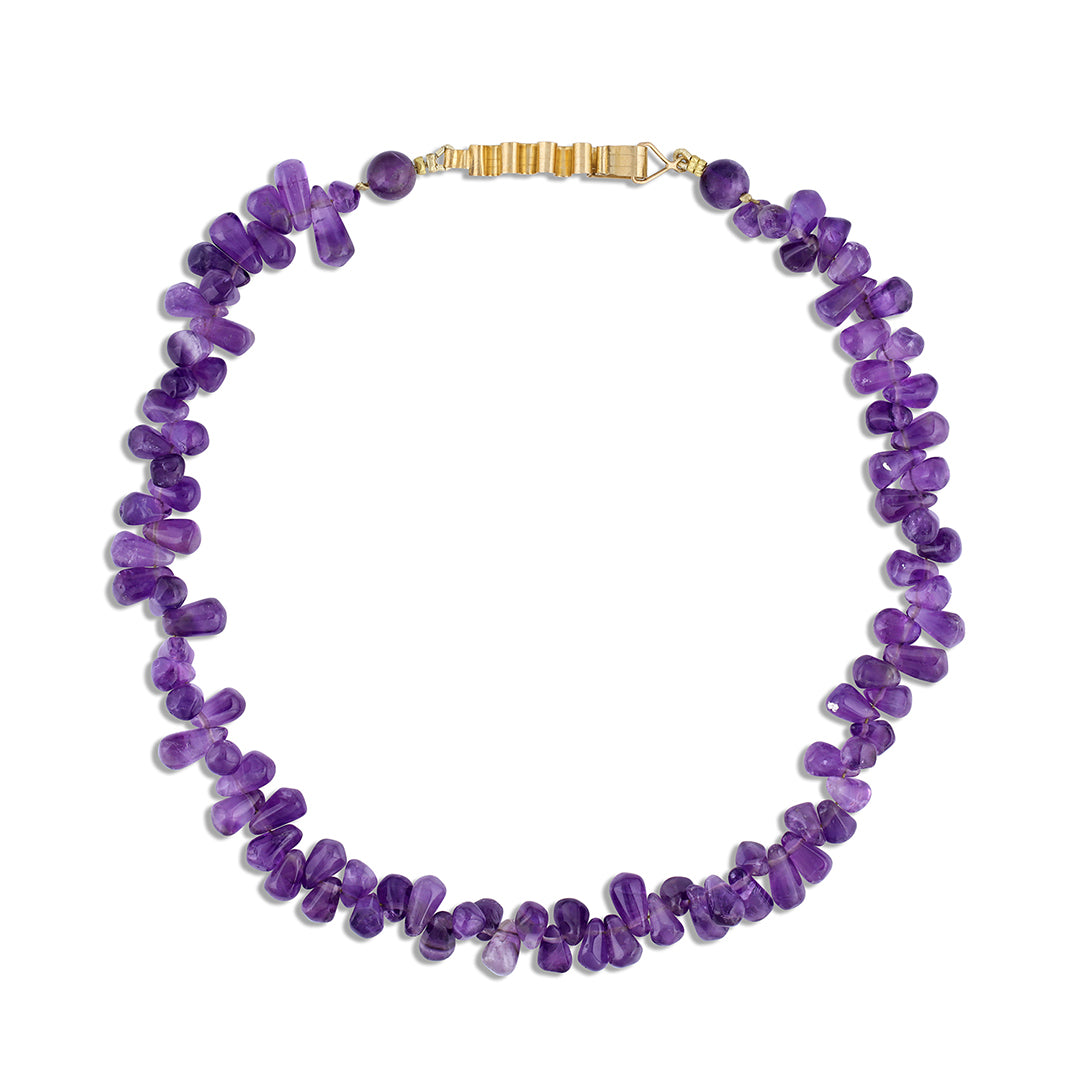 Amethyst Briolette Strand with 14K Gold Clasp