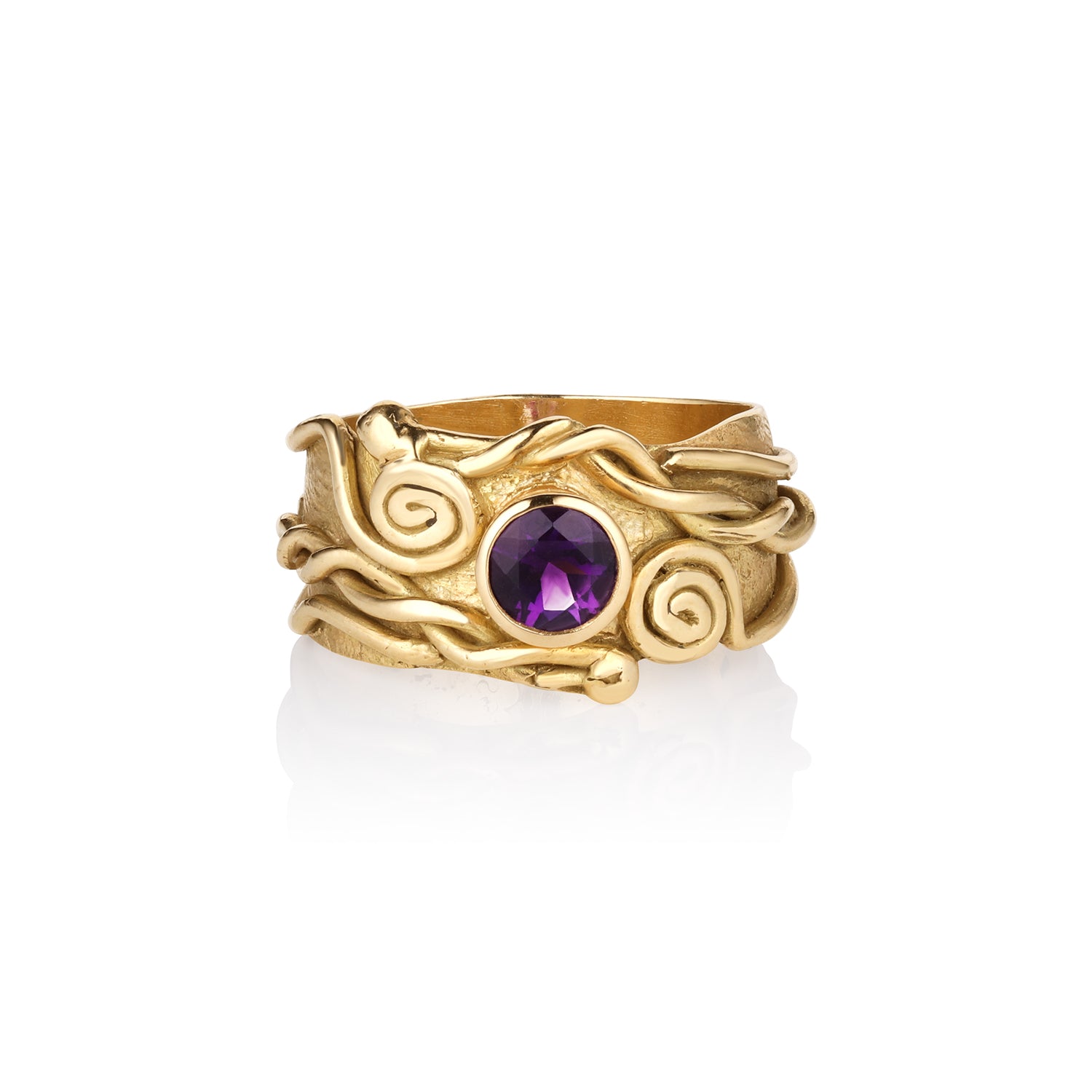 14K Gold Freestyle Amethyst Ring
