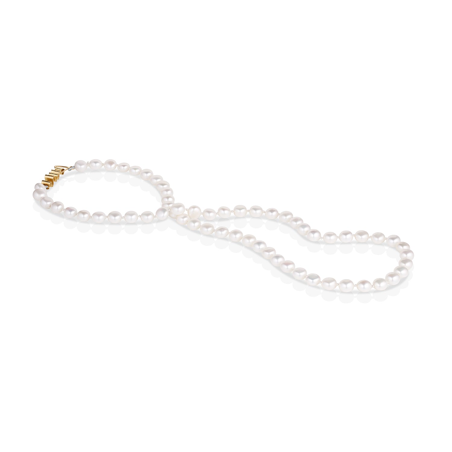Strand of Puff Pearls with 14K Ribbon Clasp