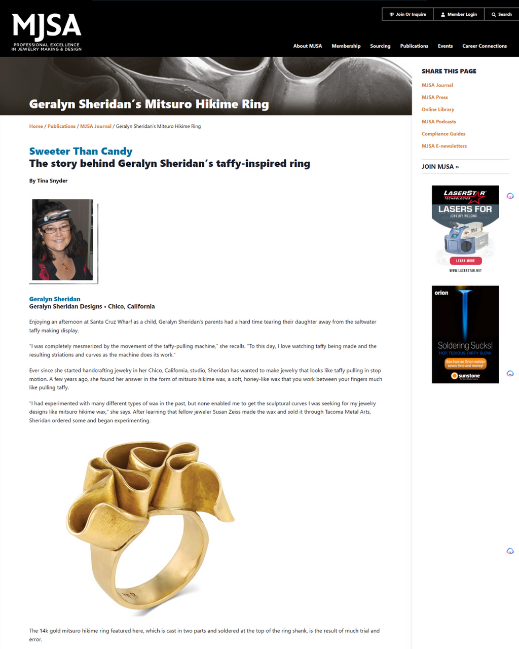 Geralyn Sheridan Designs Mitsuro Hikime Ring | MJSA 2021 Article 