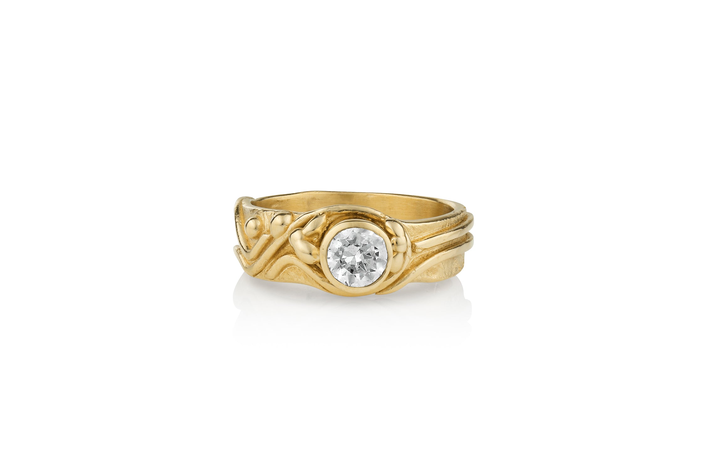 14K Gold & Diamond Natural Textures "Our Story" Ring